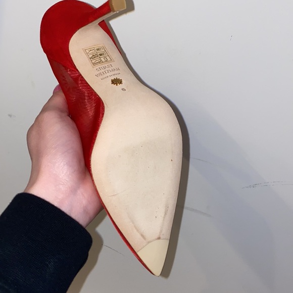 RARE Red Mesh Stuart Weitzman Heels - Picture 5 of 7